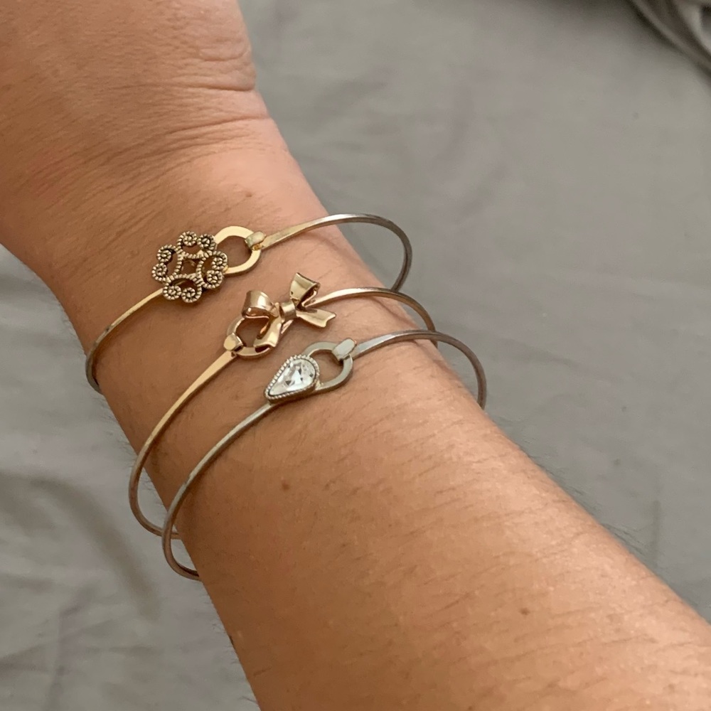 Three Metal Stackable Bracelets - Picture 2 of 2